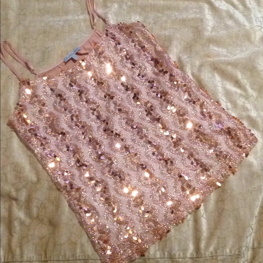 Rose Gold Sequin Lace Tank Top
